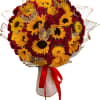 Surprise them with a beautiful bunch of perfectly red roses, and yellow