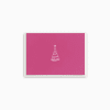 Pink greeting card with a white party hat icon