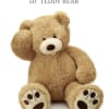 Large tan teddy bear plush sitting on a white background