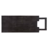 Dark rectangular wooden board with a cutout handle on one end