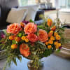 Roses, Tulips, Spray Roses, Hypericum Berries, Green Hydrangeas, Alstromeria, Eucalyptus, Dianthus
