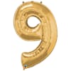 Gold foil balloon shaped like the number 9
