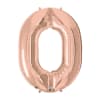 Rose gold foil balloon shaped like the number 0