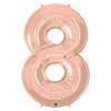 Rose gold foil balloon shaped like the number 8