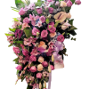 Splendid pink, hot pink and light pink flowers such as roses, gladioli
