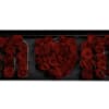 Red roses arranged to spell "MOM" in a black frame