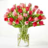 Includes 30 stems of tulips, as well as a clear glass vase.
This