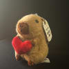 Plush teddy bear holding a red heart