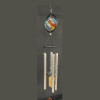 Hanging metal wind chime with stained-glass accents