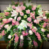 Pink and white casket spray