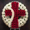 18 inch  Circle Wreath with a Red Rose cross in the