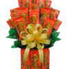 Bouquet of Reese's candy bars with a yellow ribbon