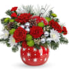 Reds, greens, snowy white poms and lots of sparkle!  This Christmas