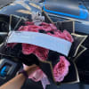 Pink rose bouquet with a ghost topper and Halloween ribbon