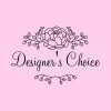 Pink graphic with floral line art and the words Designer's Choice