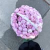Is  an abundant basket of lush blush-pink peonies designed to make