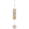 Hanging sunflower wind chime with a beige metal tube and round pendant