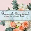 Blush and white roses with eucalyptus on a pink background