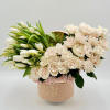 Two beauties in one box. This arrangement with tulips on one side