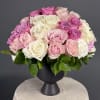 A lush dome of blush pink, hot pink, creamy white and soft
