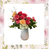 Faith Hope and Lovely consists of large seasonal roses, white hydrangea, chrysanthemums
