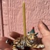 Whimsical Tiger Cake Topper made of Ceramic with Food-safe Glaze. Delivered with