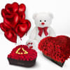 400 Red roses, 10 heart balloon &amp; big teddy bear 