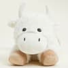 White plush unicorn toy with tan hooves and ears