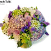 Very springy look with lavenders, blues and creams. Stars of Bethlehem, purple