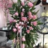 Memorial Pink Roses, Stargazers with Greenery Standing Spray