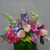 Delphinium, Ranuculus, Anemone, Hydrangea, Roses, Sweet Peas, Hyacinth