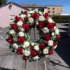 Large spray with opened roses, closed roses  stock, pom pom, gladiolas