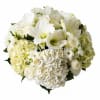 In an 8&quot; cylinder glass vase lined with ti leaf containing white