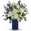 Send your sympathy wishes with this blue-tiful, elegant bouquet! The blue delphinium