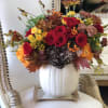 This Chocolato arrangement is made with Roses, Daisy, Hydrangeas, Autumn Leaves. The