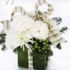 Simply elegant white &amp; green medium size cube arrangement. Ribbon may be