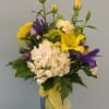 Year round availability, roses, iris, hydrangea and lilies.this bouquet can express many