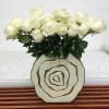 2 Dozen Elegant Long Stem White Roses in a Large Contemporary Art
