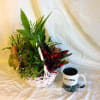 This piece features a variety of house plants arranged in a larger