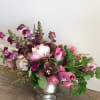 A beautiful still life style arrangement in raspberry and pink tones. Some