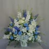 Pastel colors, mix of roses, lilies, hydrangeas, lisianthus.  Please see more