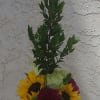 Honor her with this beautiful bouquet, in a purple vase, Myrtal, Sunflowers