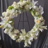 White and green hydrangea, white lilies, white and cr&egrave;me roses, white stock