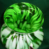 This mid century HAND BLOWN, ART GLASS VASE is a captivating blend