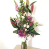 hydrangea, mums, snapdragons, lilies, spider mums, alstromeria, spray roses