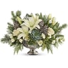 Simply unique, this gorgeous green and winter-white design is artfully hand-arranged in
