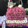 Lovely lavendar rose purse with handle.  Accent white roses. can make