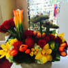 Seasonal arrangement in a box.