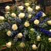Blue and White Casket Spray. This piece was for my Father&#039;s funeral.