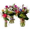 Our market arrangements are made with fresh seasonal flowers. The arrangements shown